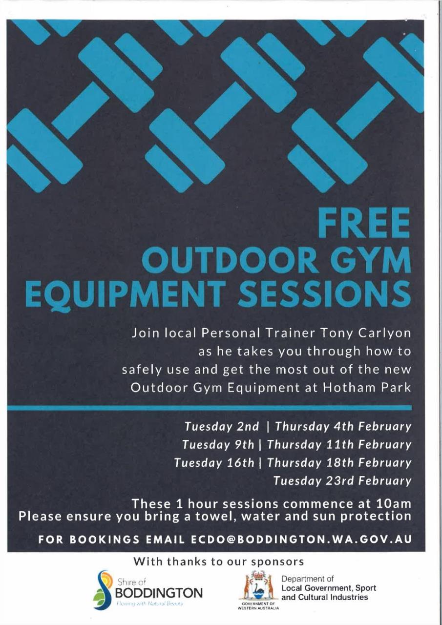 FREE OUTDOOR GYM EQUIPMENT SESSIONS