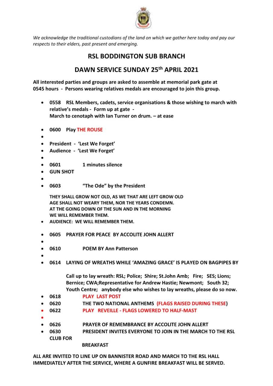 ANZAC SERVICE 2021