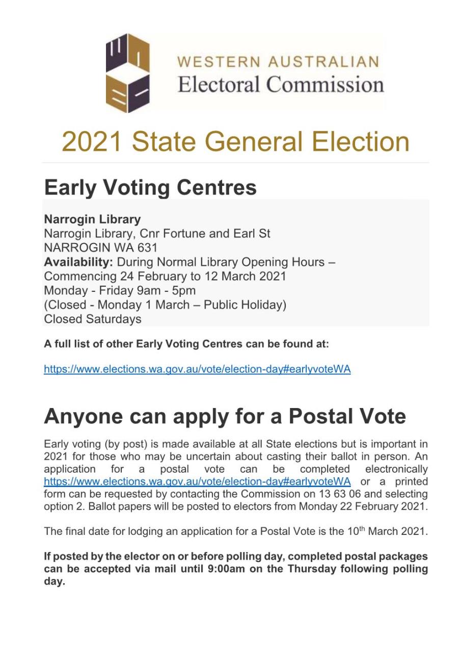 News Story - 2021 STATE GENERAL ELECTION » Shire of Boddington