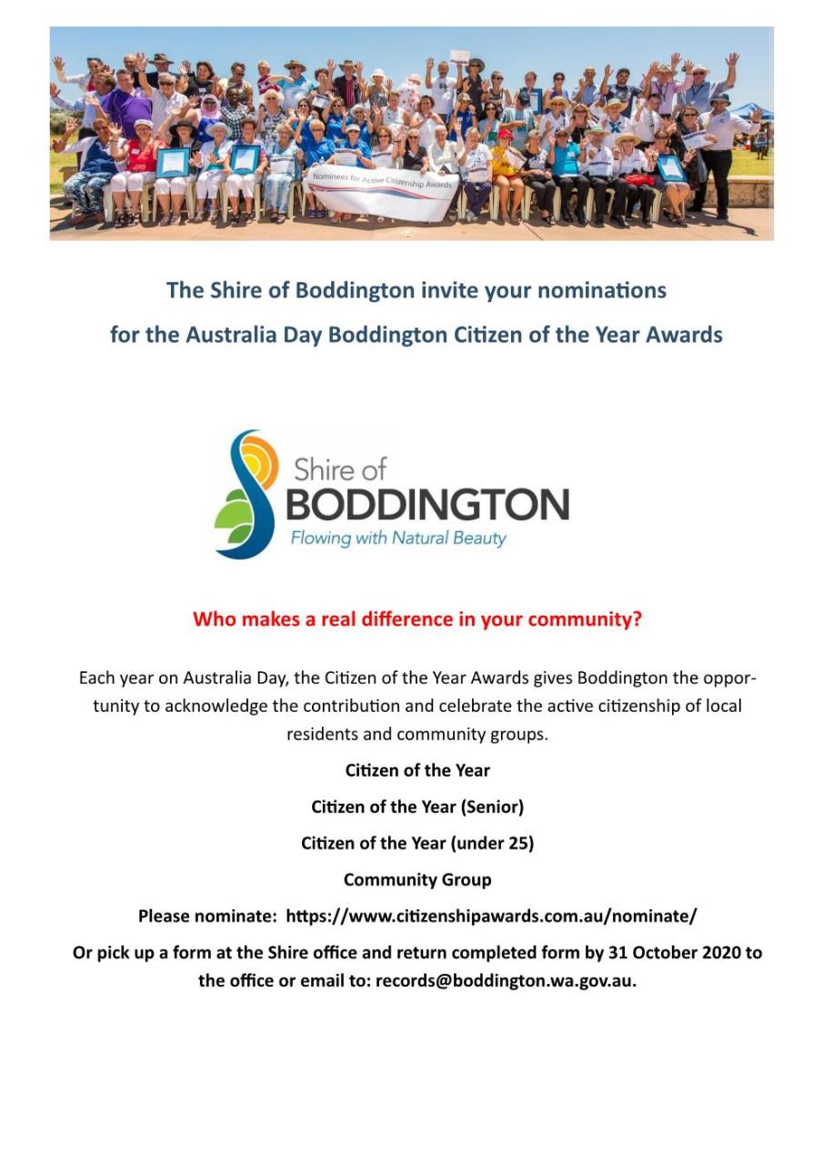 Australia Day Award Nominations now open