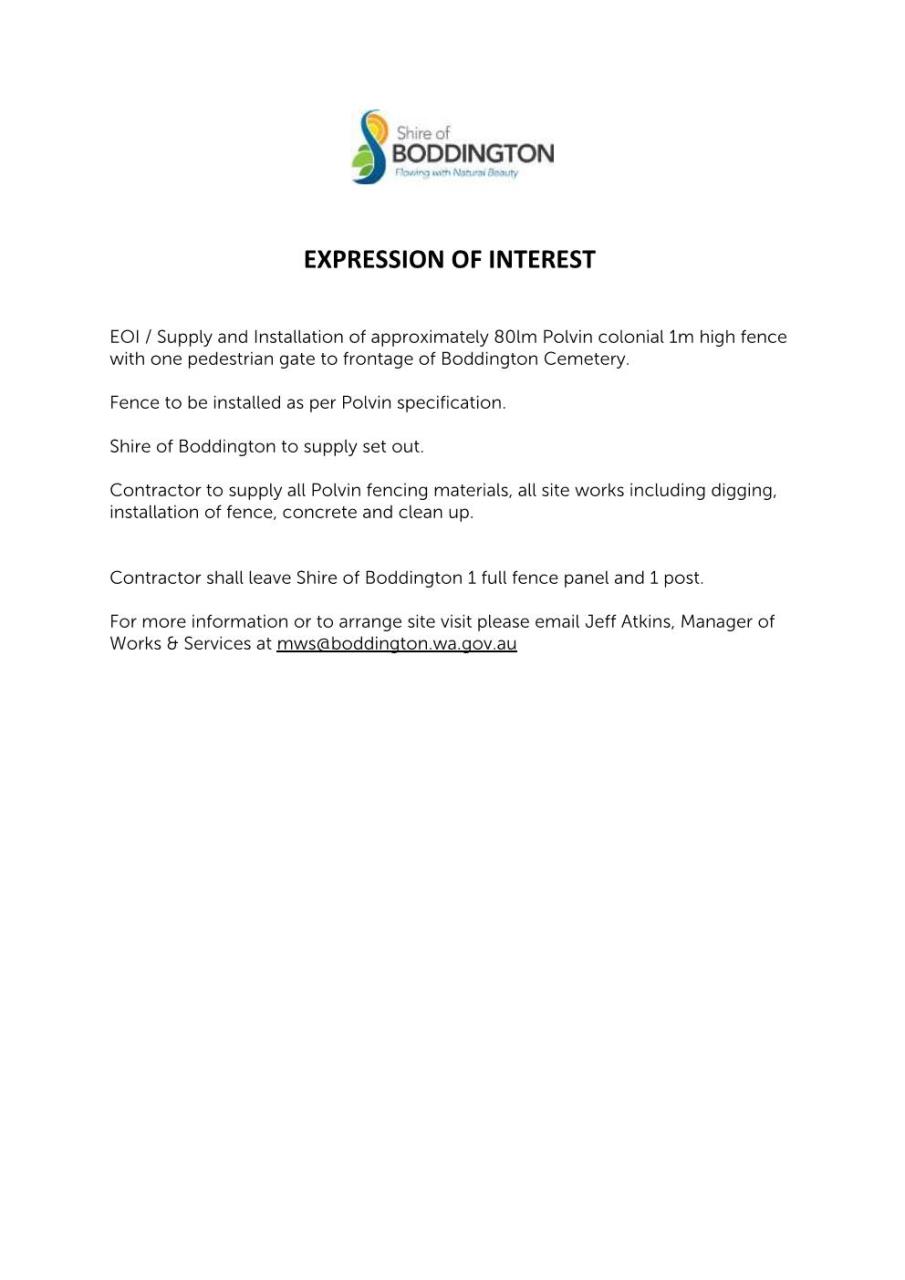 EXPRESSION OF INTEREST - FENCING