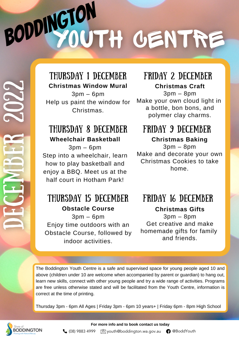 Youth Centre December 2022 Activities