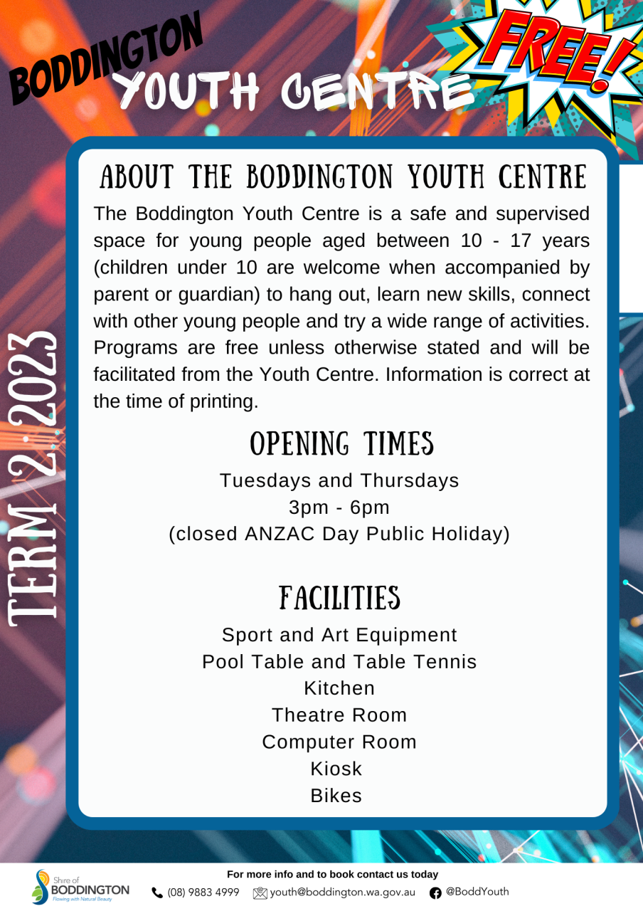 Youth Centre Term 2 Opening Times