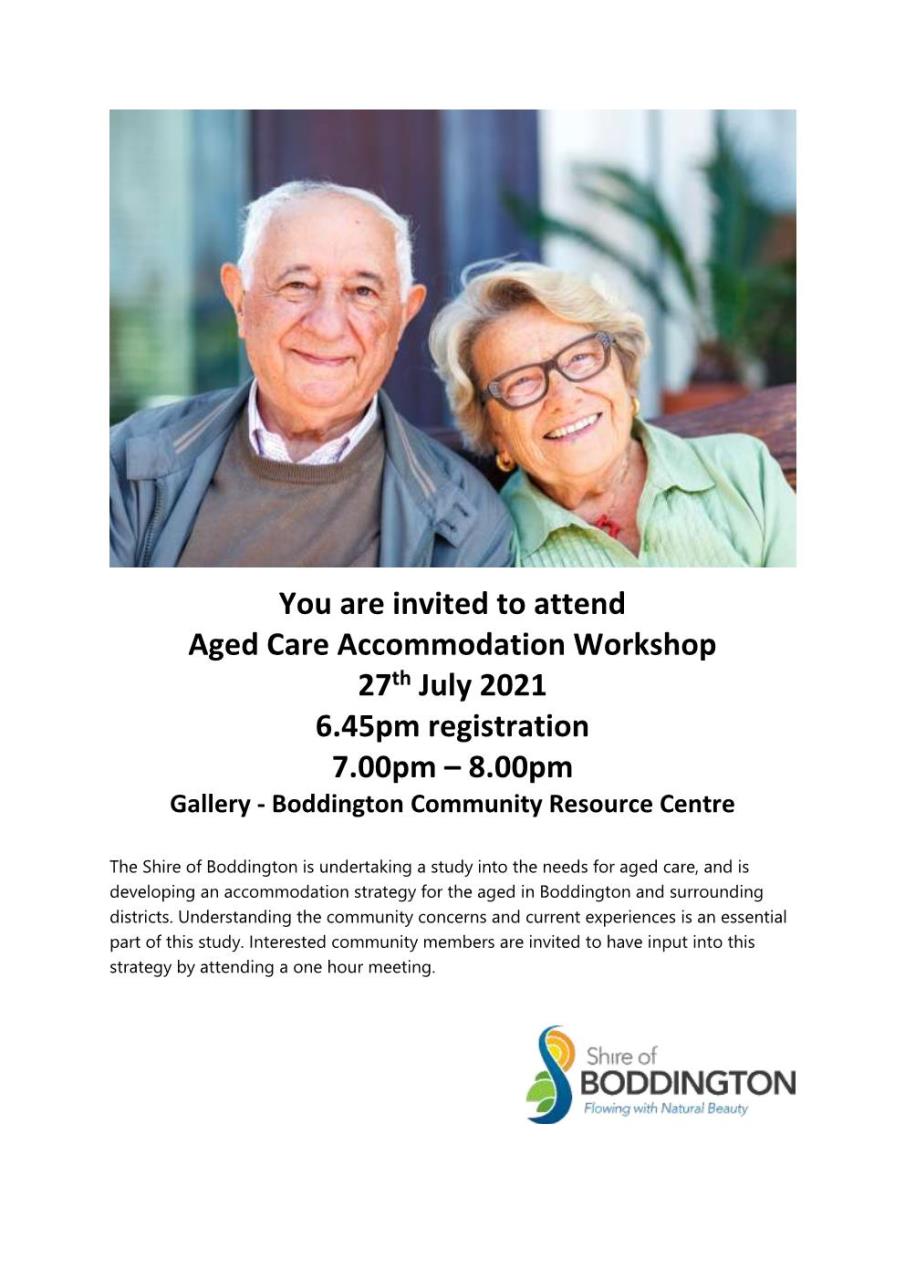 AGED ACCOMMODATION WORKSHOP 27TH JULY 2021