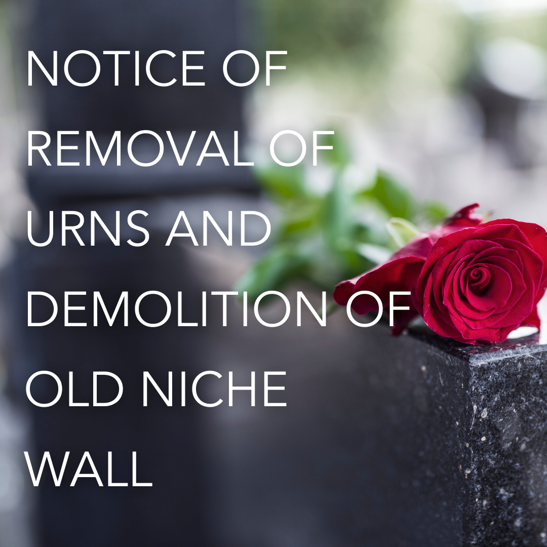 Notice of Removal of Urns