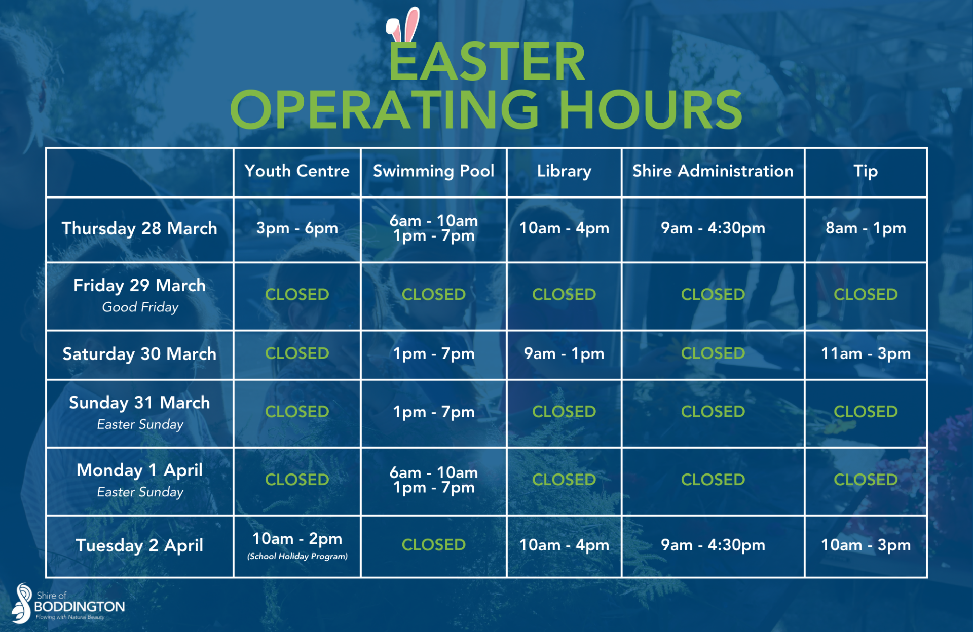 Easter Operating Hours